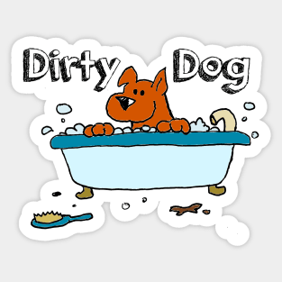 Dirty Dog Bubble Bath Staffy Cartoon Sticker